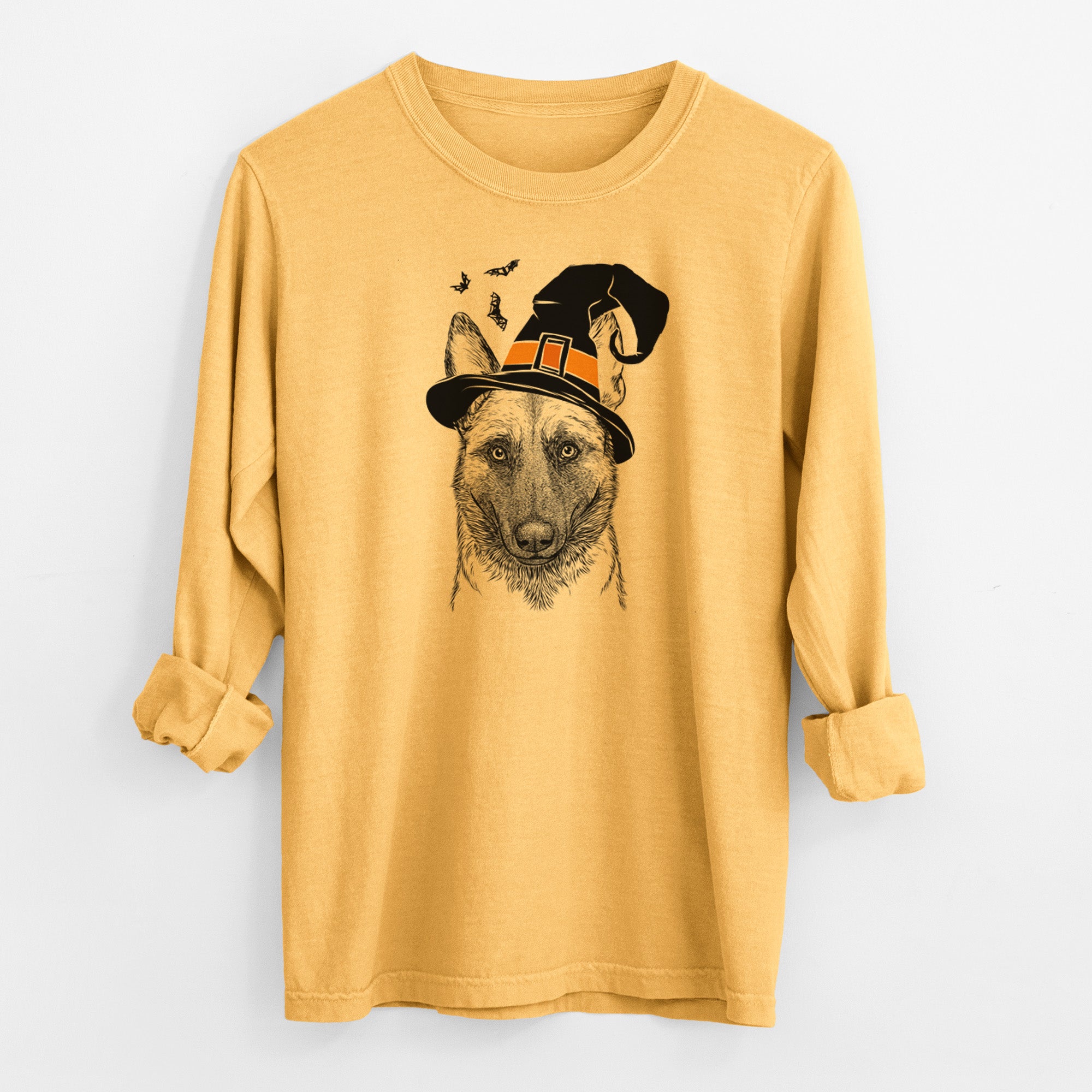 Witch Gunther the Belgian Malinois - Men's Heavyweight 100% Cotton Long Sleeve