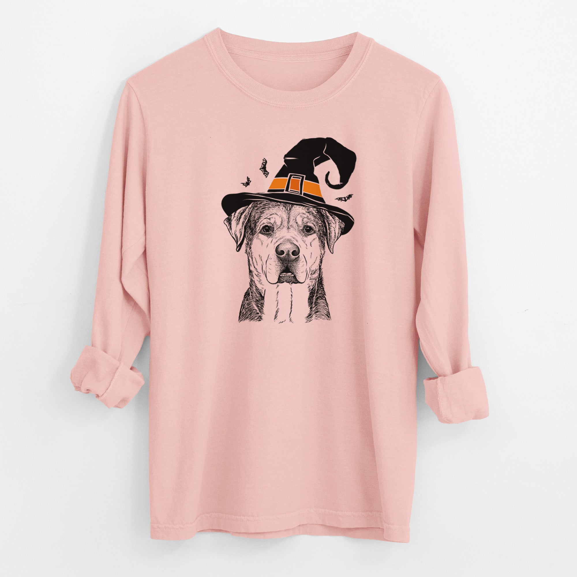 Witch Gus the Rottweiler Mix - Men's Heavyweight 100% Cotton Long Sleeve