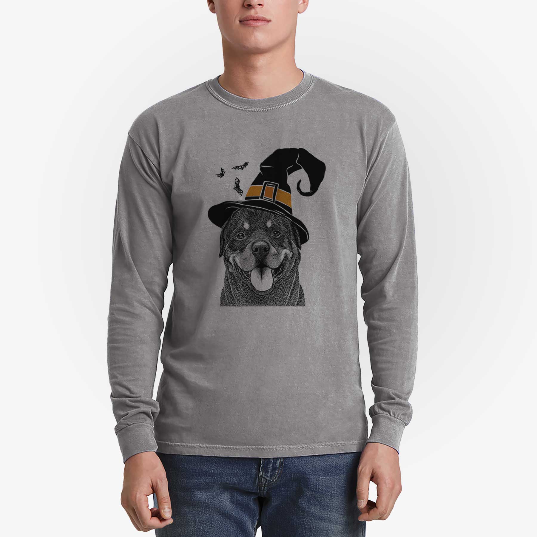 Witch Hagan the Rottweiler - Men's Heavyweight 100% Cotton Long Sleeve