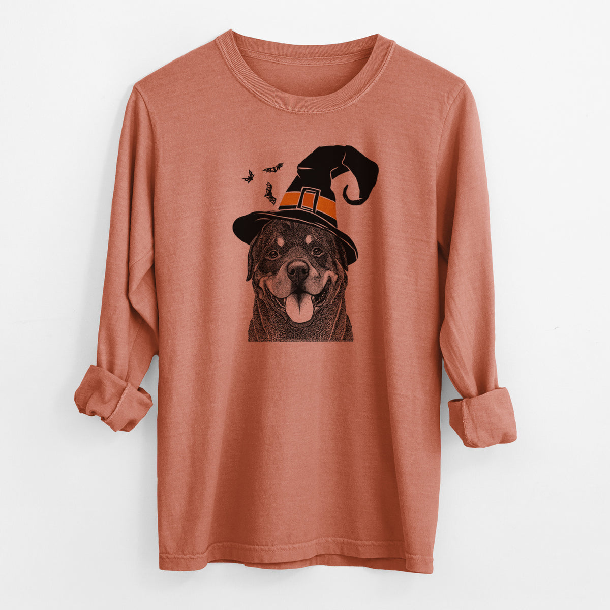 Witch Hagan the Rottweiler - Men&#39;s Heavyweight 100% Cotton Long Sleeve