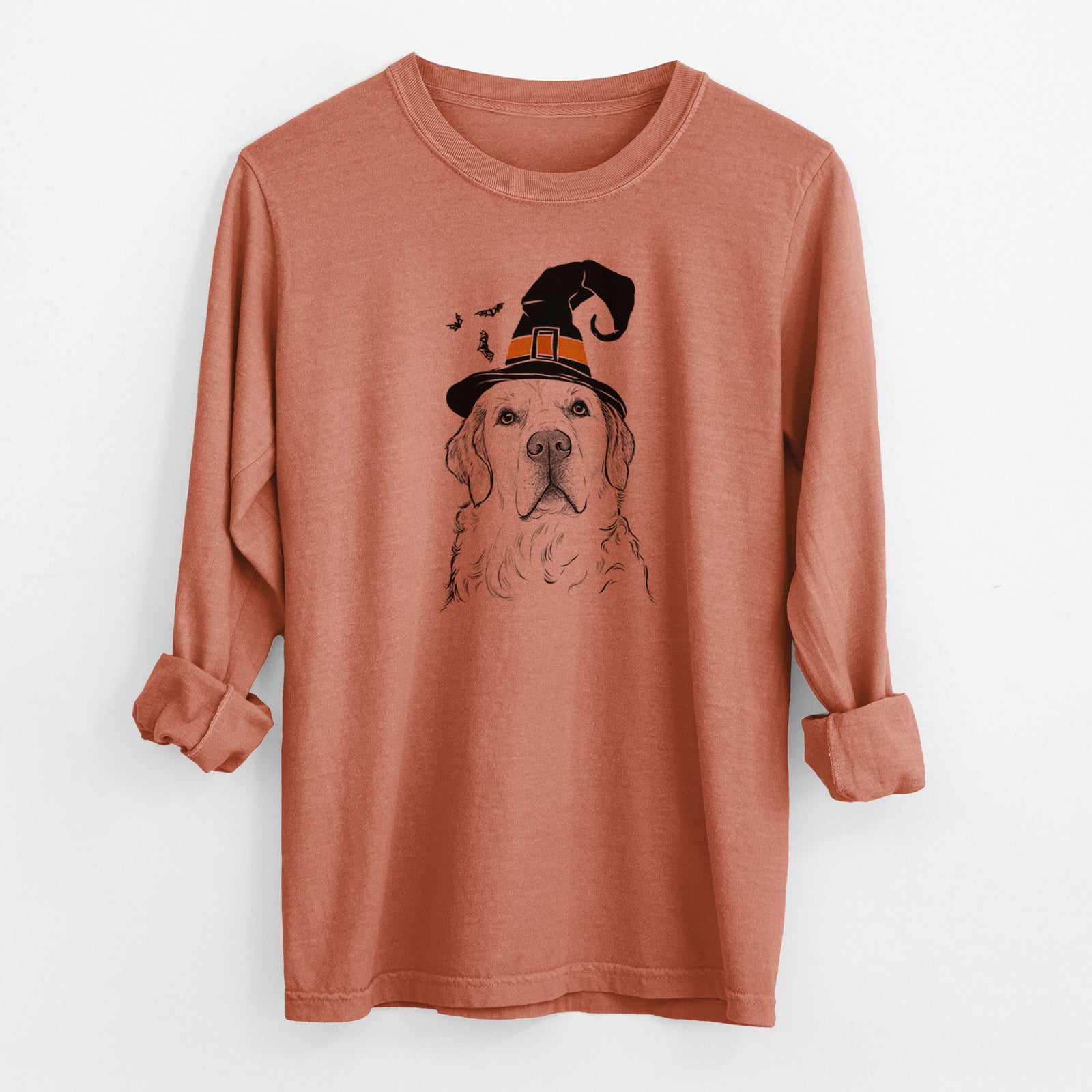 Witch Hank the Irish Cream Golden Retriever - Men's Heavyweight 100% Cotton Long Sleeve