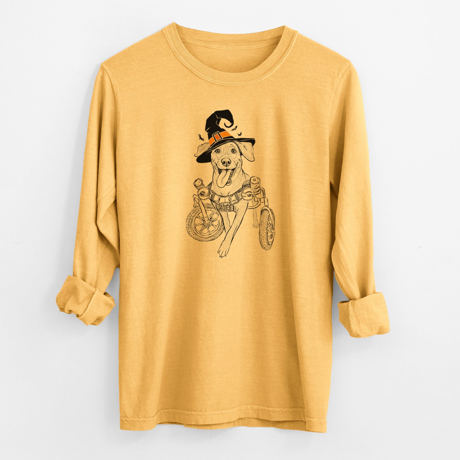 Witch Hannah the Pitbull Mix - Men's Heavyweight 100% Cotton Long Sleeve