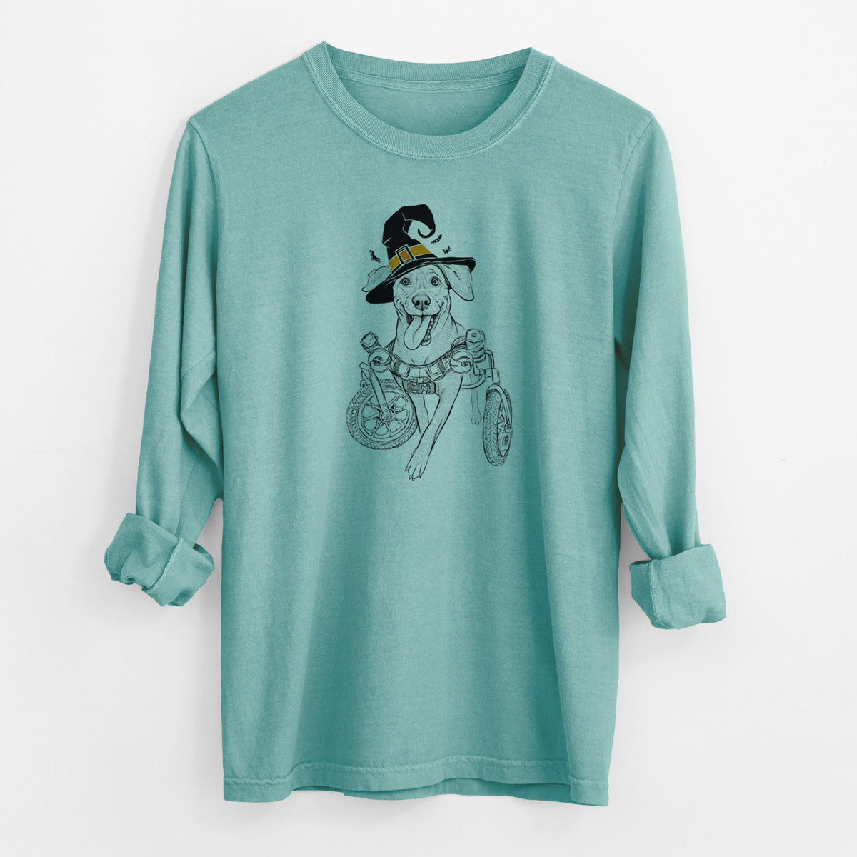 Witch Hannah the Pitbull Mix - Men's Heavyweight 100% Cotton Long Sleeve