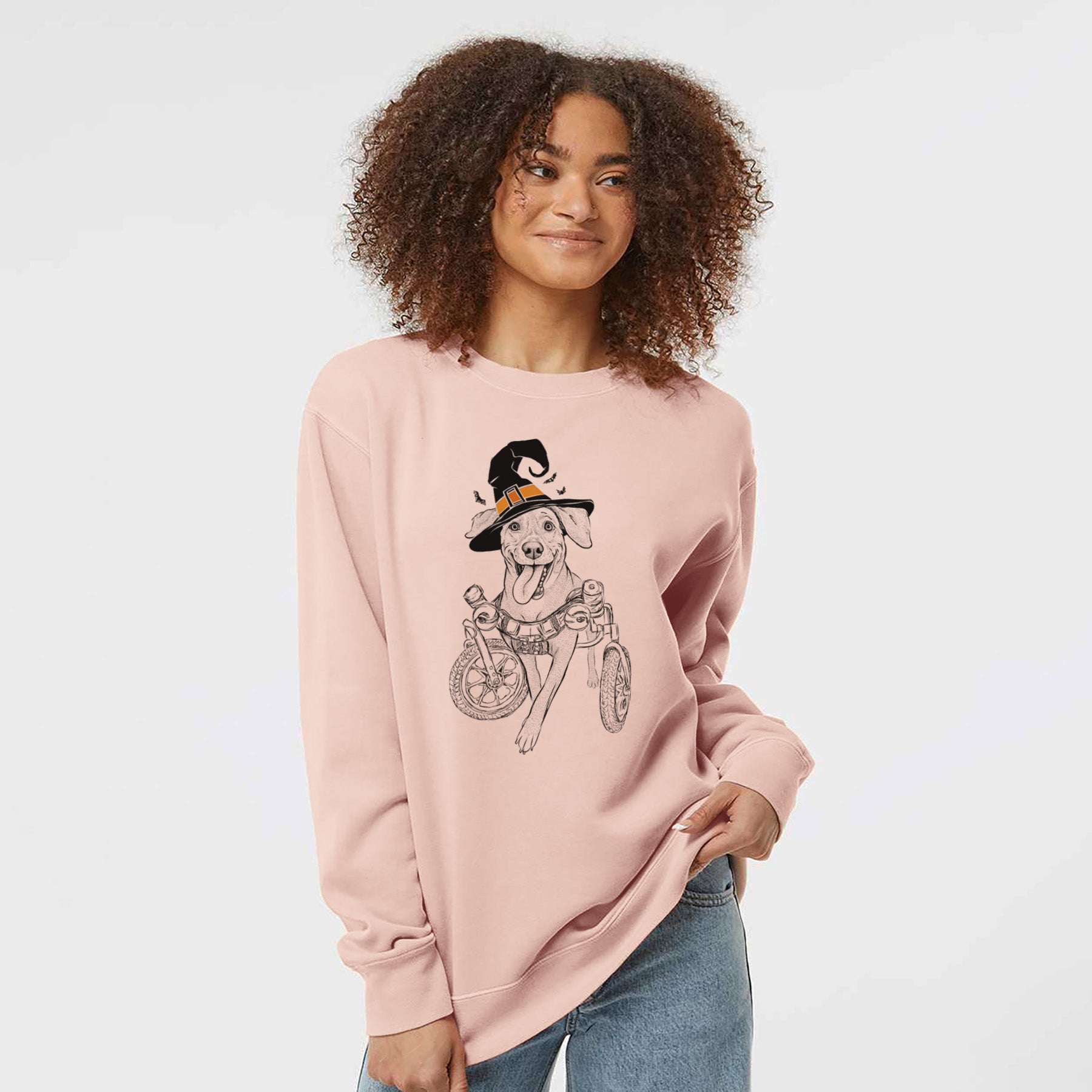 Witch Hannah the Pitbull Mix - Unisex Pigment Dyed Crew Sweatshirt