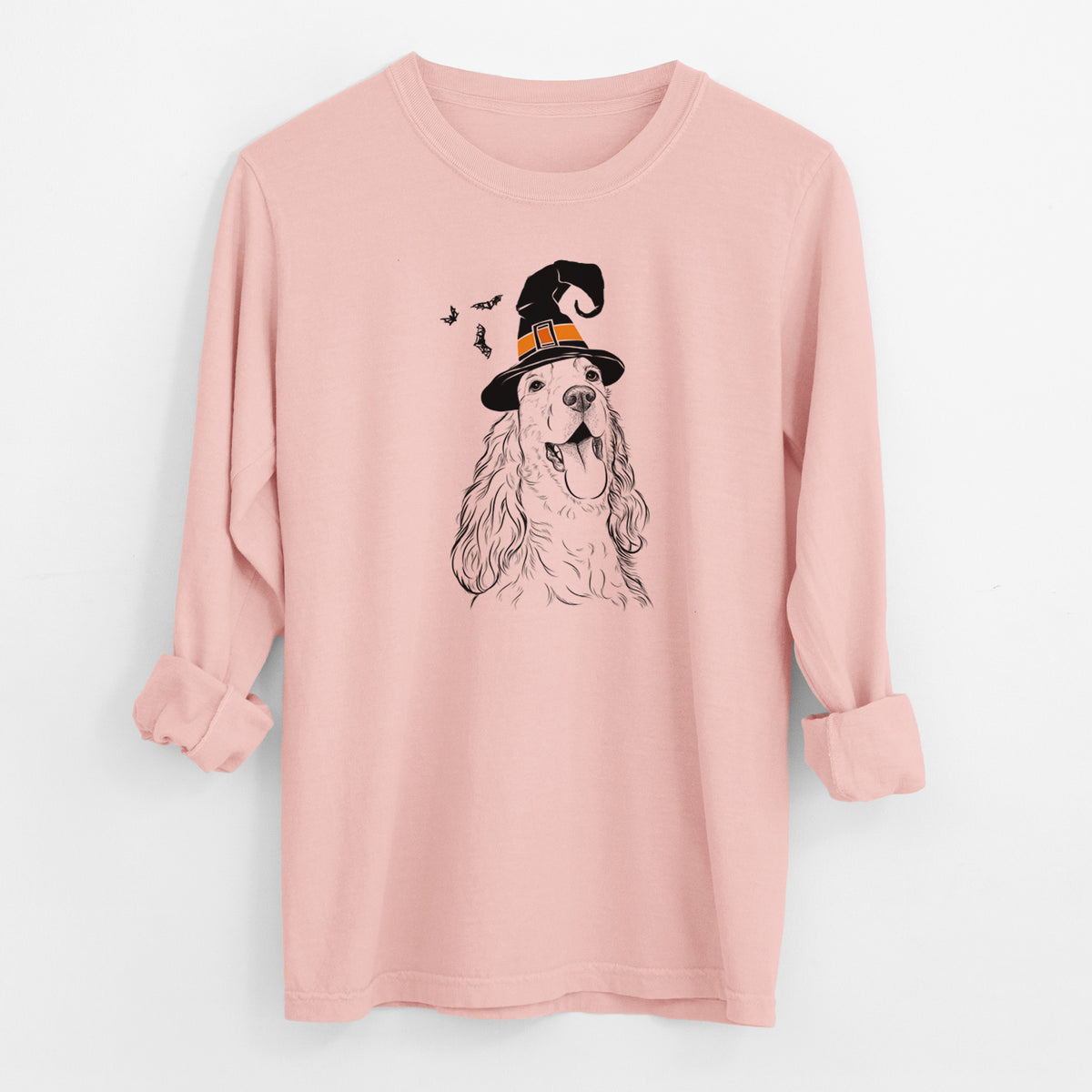 Witch Happy Henry the English Cocker Spaniel - Men's Heavyweight 100% Cotton Long Sleeve