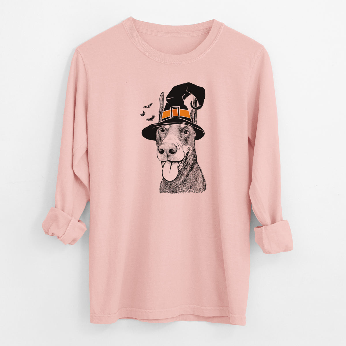 Witch Happy Sunny the Doberman Pinscher - Men's Heavyweight 100% Cotton Long Sleeve