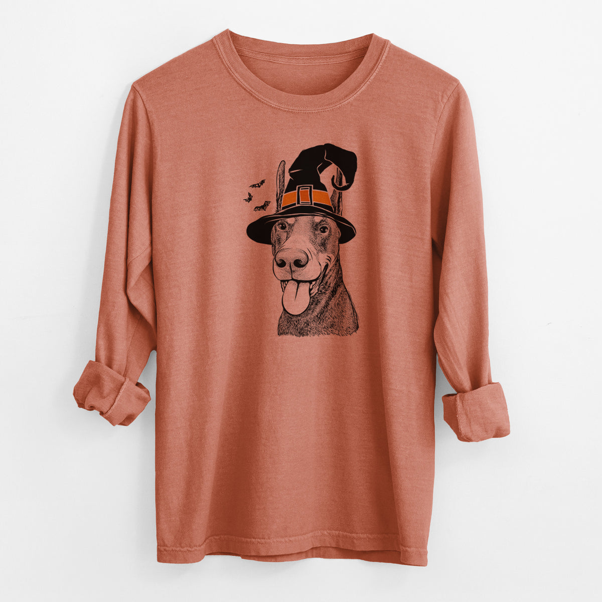 Witch Happy Sunny the Doberman Pinscher - Men's Heavyweight 100% Cotton Long Sleeve