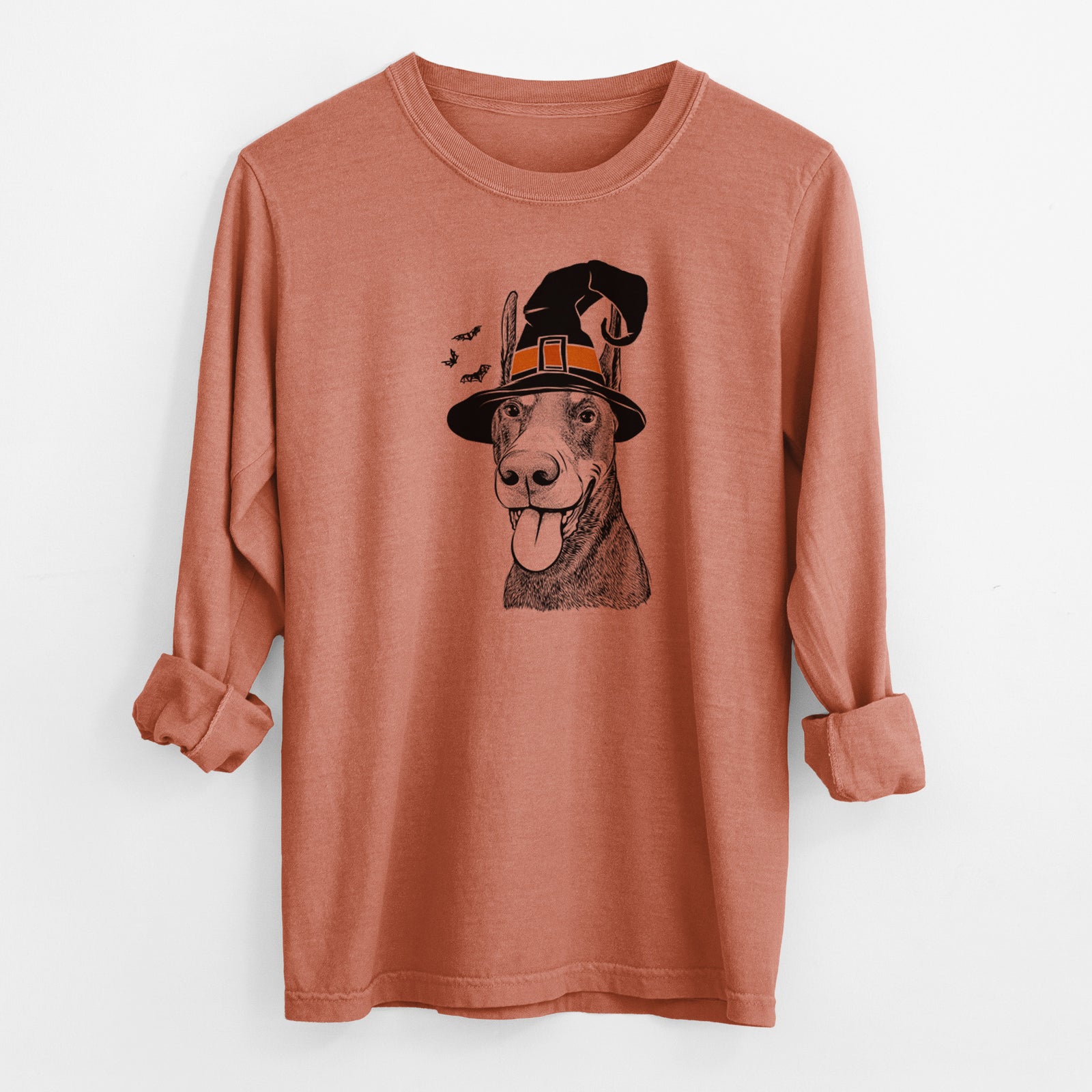 Witch Happy Sunny the Doberman Pinscher - Men's Heavyweight 100% Cotton Long Sleeve