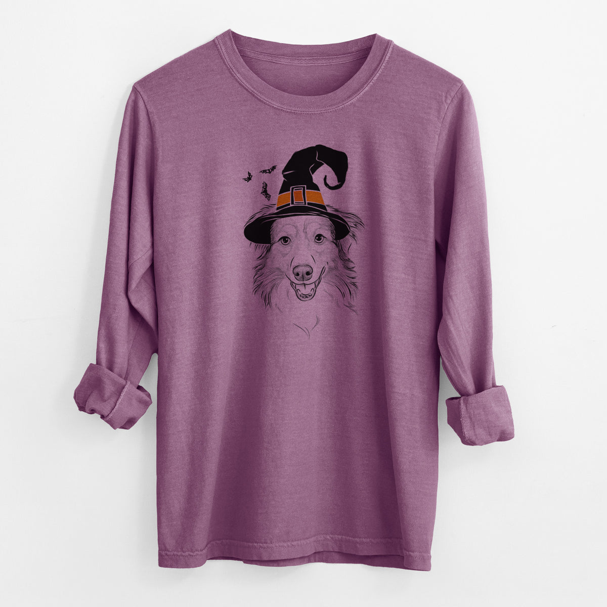 Witch Hattie the Australian Shepherd - Men's Heavyweight 100% Cotton Long Sleeve