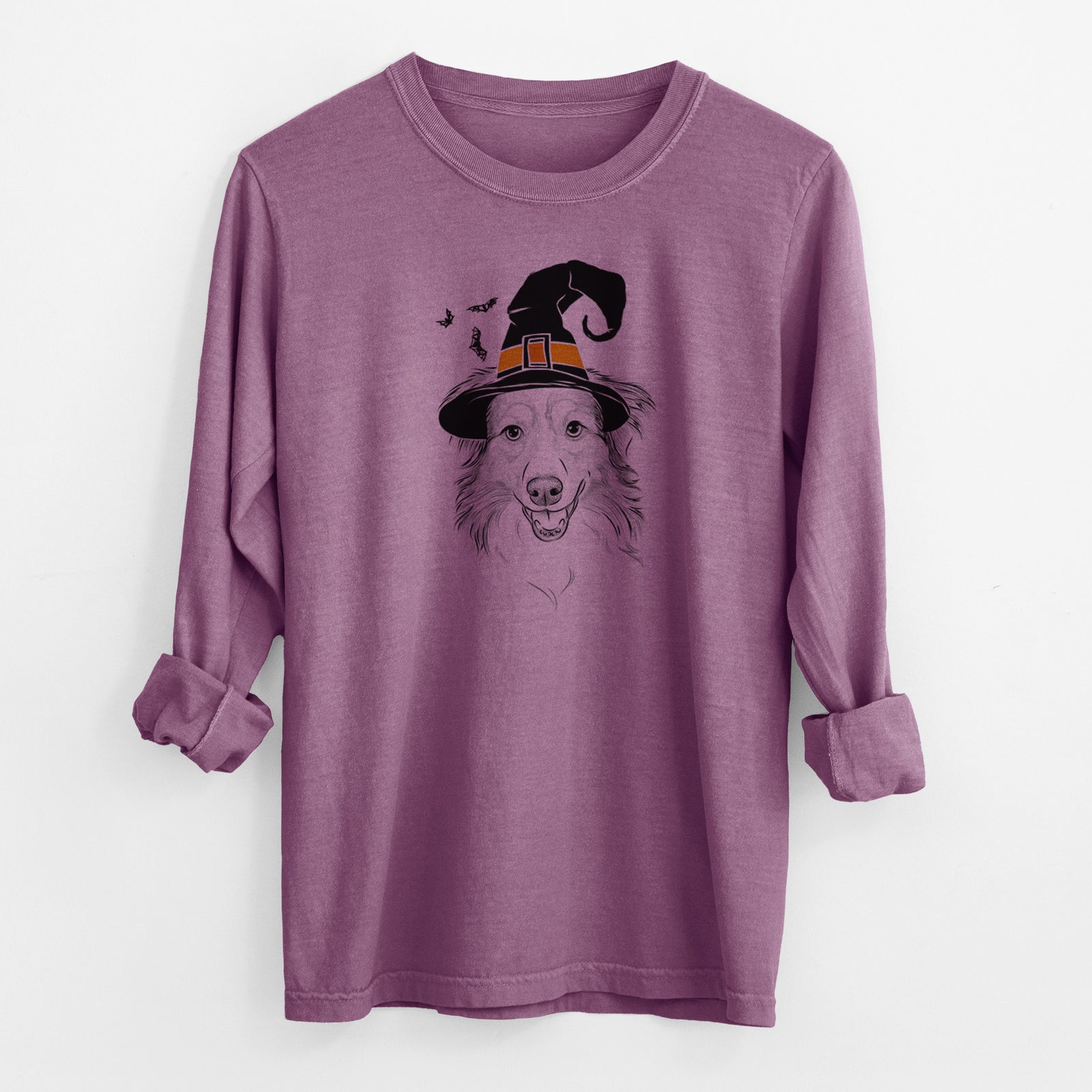Witch Hattie the Australian Shepherd - Men's Heavyweight 100% Cotton Long Sleeve