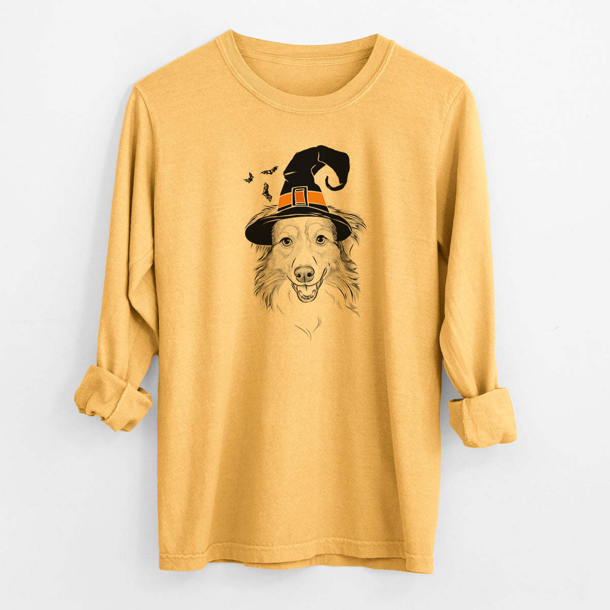 Witch Hattie the Australian Shepherd - Men's Heavyweight 100% Cotton Long Sleeve