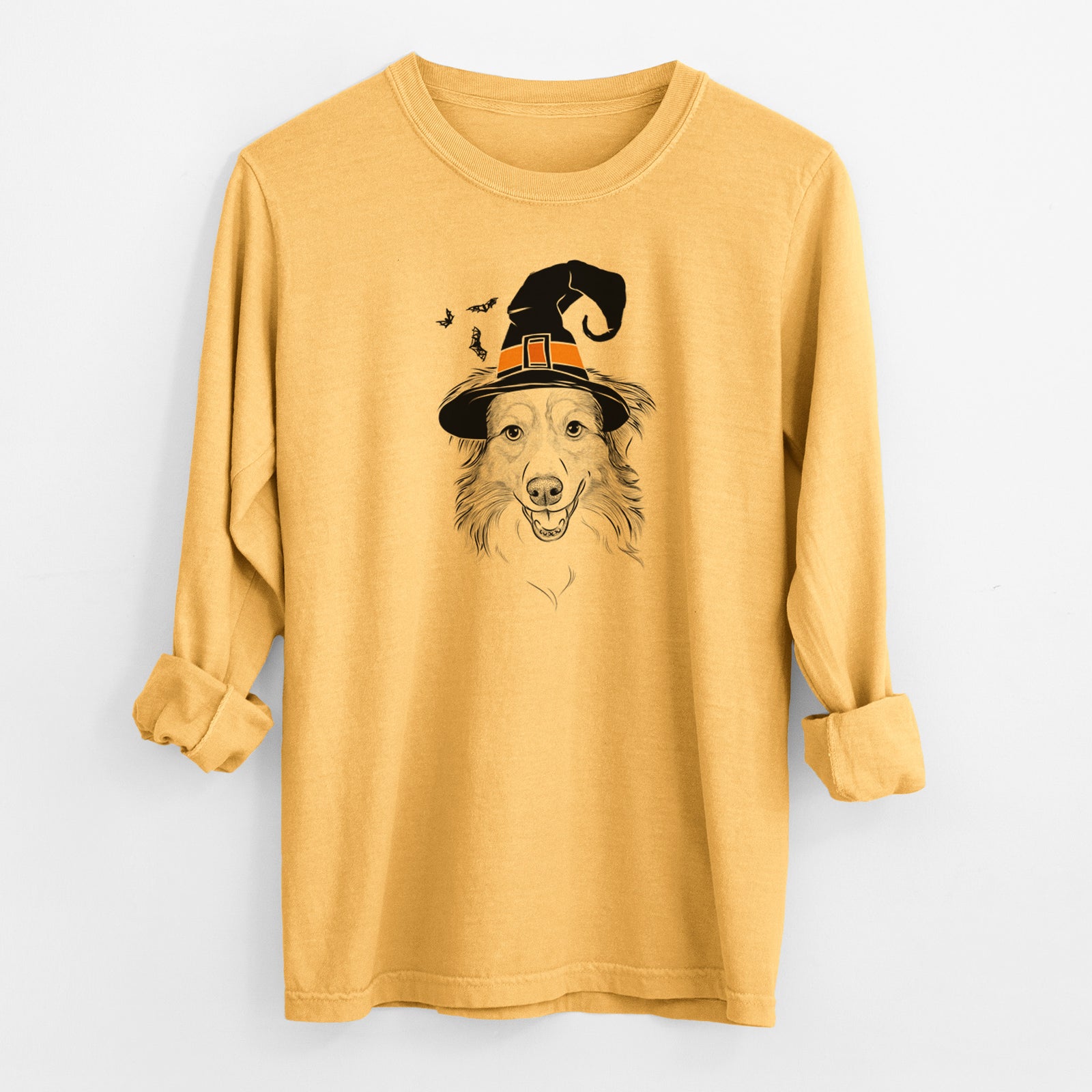 Witch Hattie the Australian Shepherd - Men's Heavyweight 100% Cotton Long Sleeve