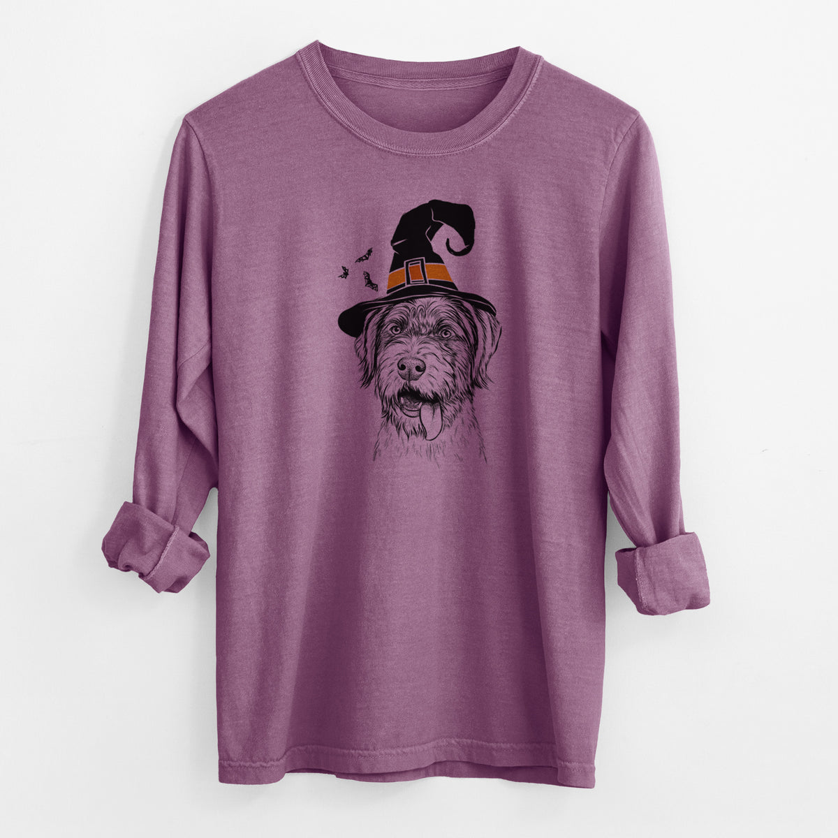 Witch Hazel the German Wirehaired Pointer Mix - Men's Heavyweight 100% Cotton Long Sleeve