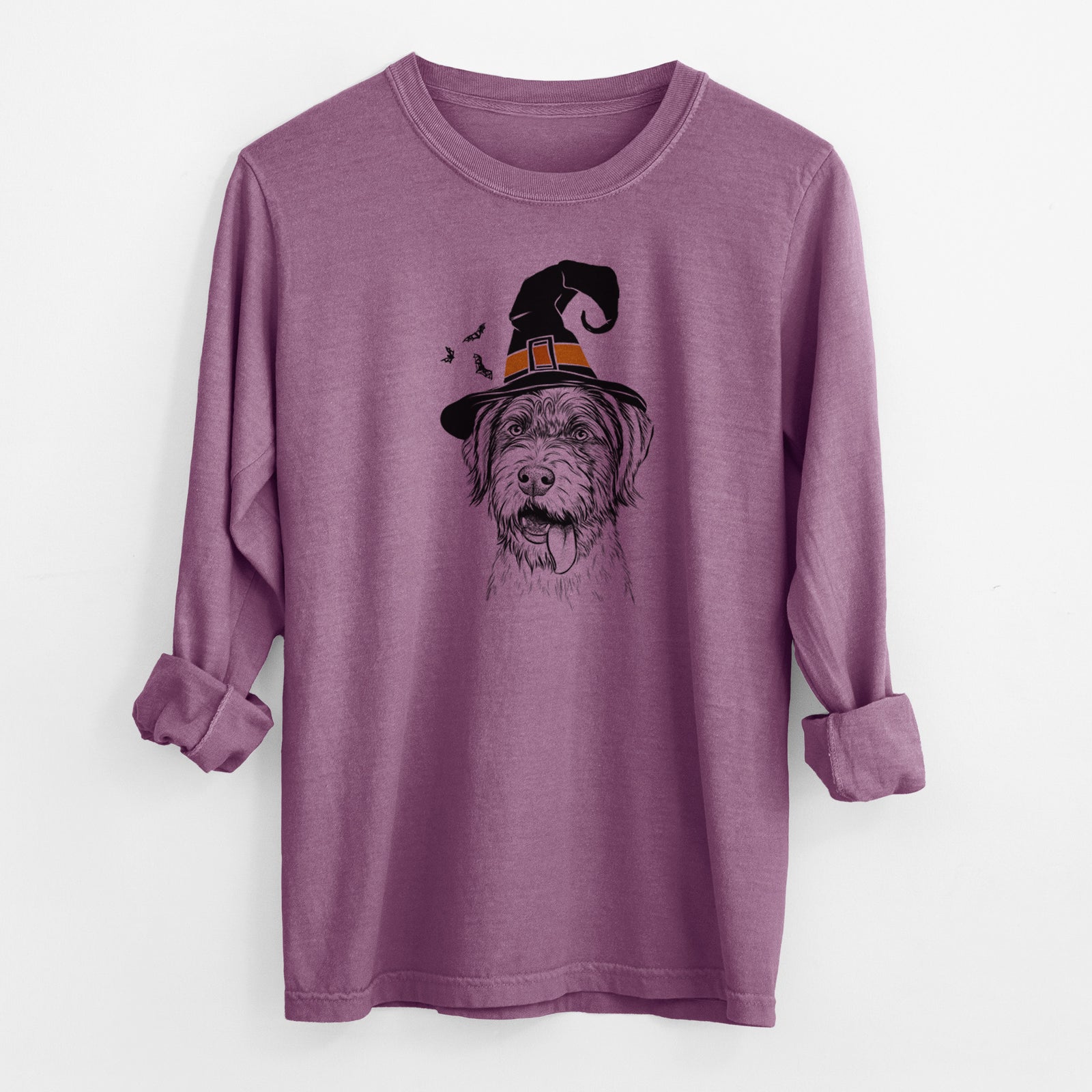 Witch Hazel the German Wirehaired Pointer Mix - Men's Heavyweight 100% Cotton Long Sleeve