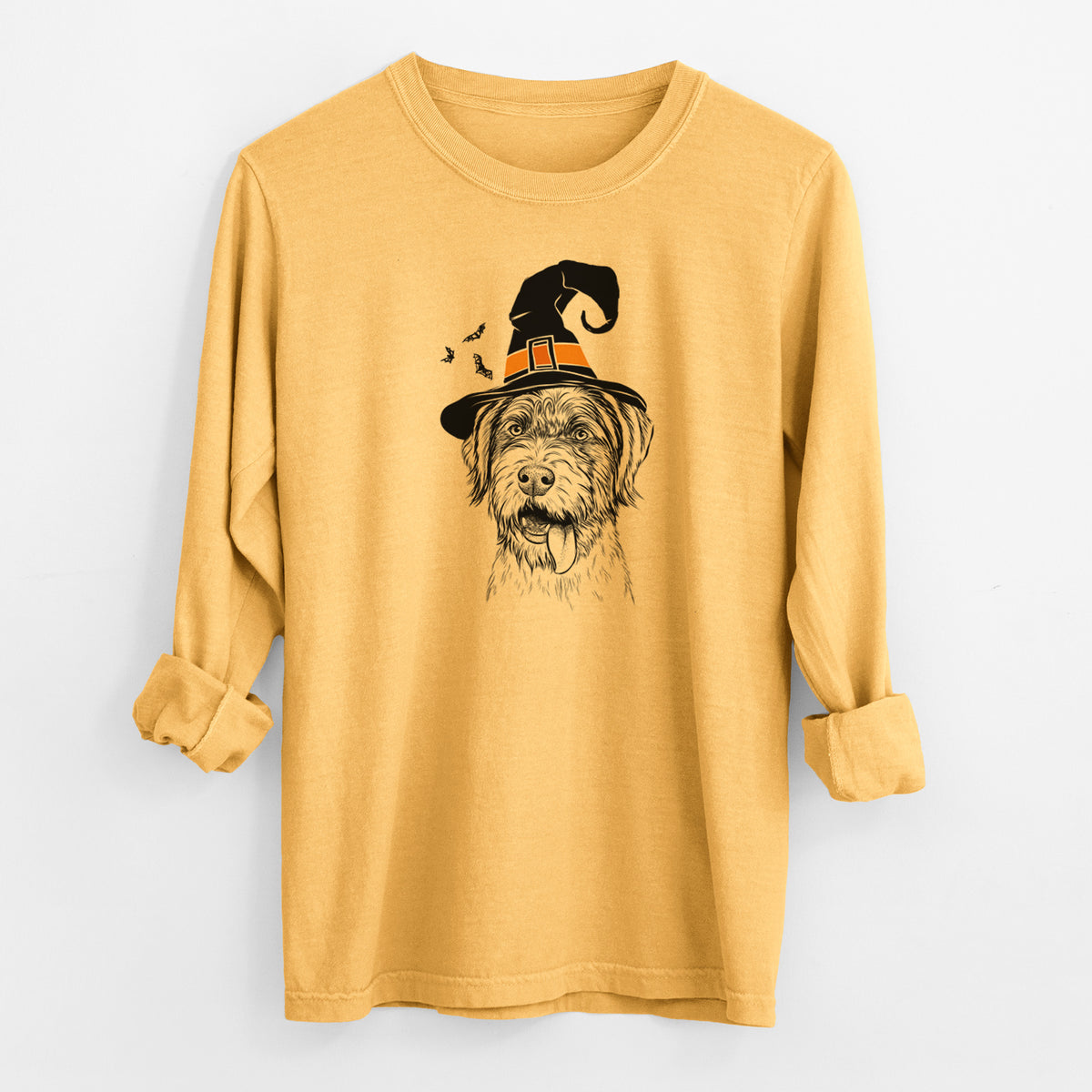 Witch Hazel the German Wirehaired Pointer Mix - Men's Heavyweight 100% Cotton Long Sleeve