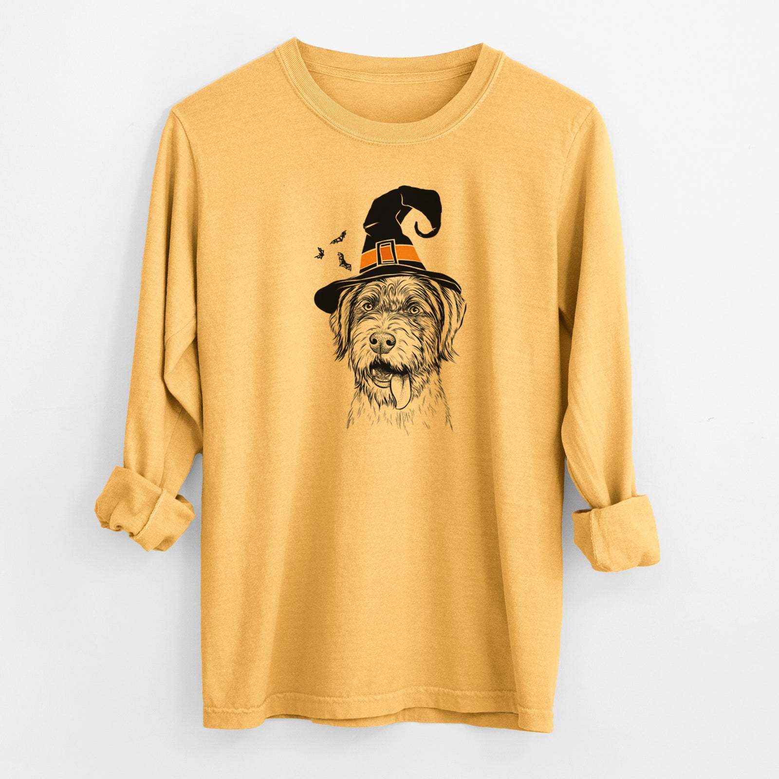 Witch Hazel the German Wirehaired Pointer Mix - Men's Heavyweight 100% Cotton Long Sleeve