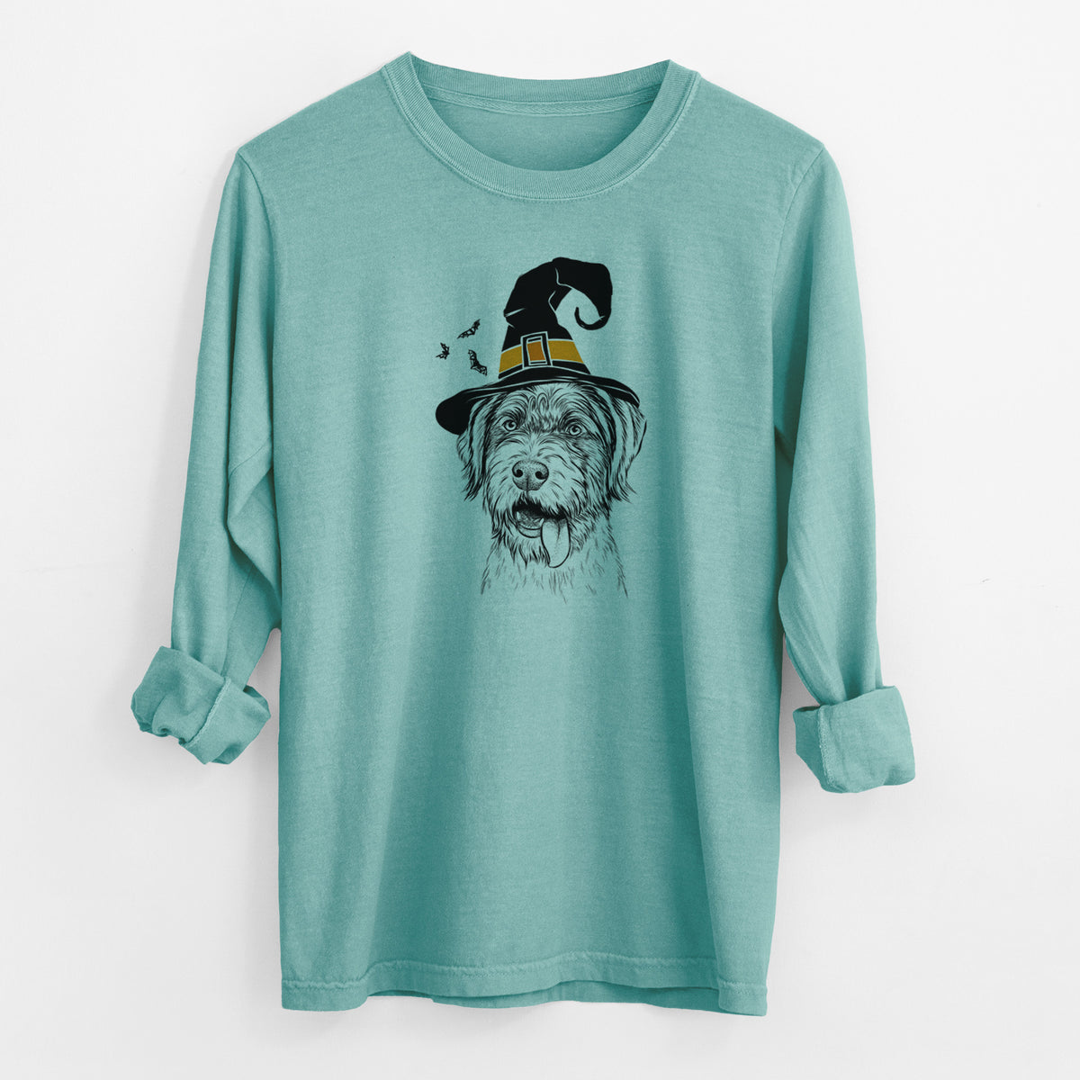 Witch Hazel the German Wirehaired Pointer Mix - Men's Heavyweight 100% Cotton Long Sleeve