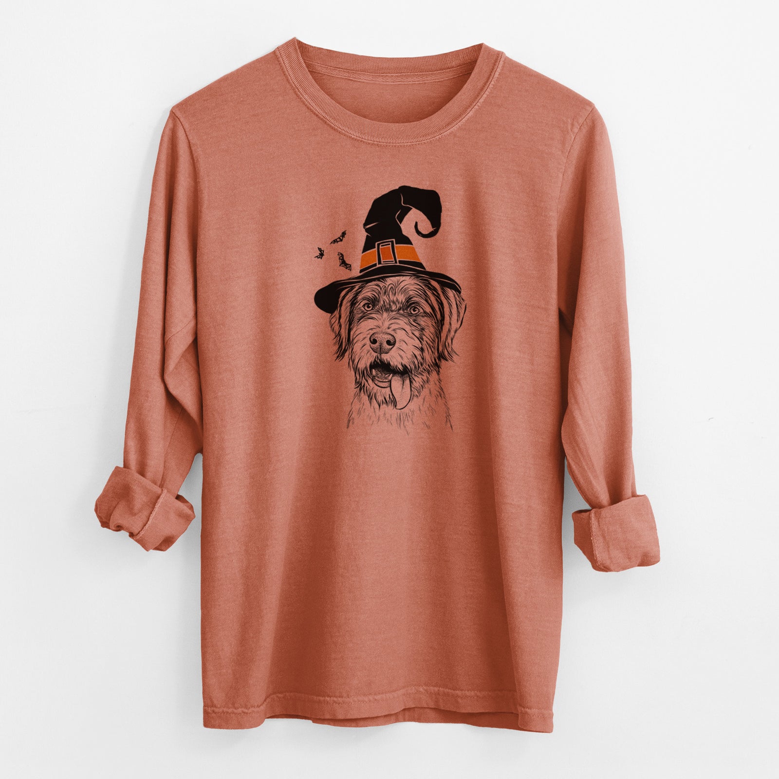 Witch Hazel the German Wirehaired Pointer Mix - Men's Heavyweight 100% Cotton Long Sleeve