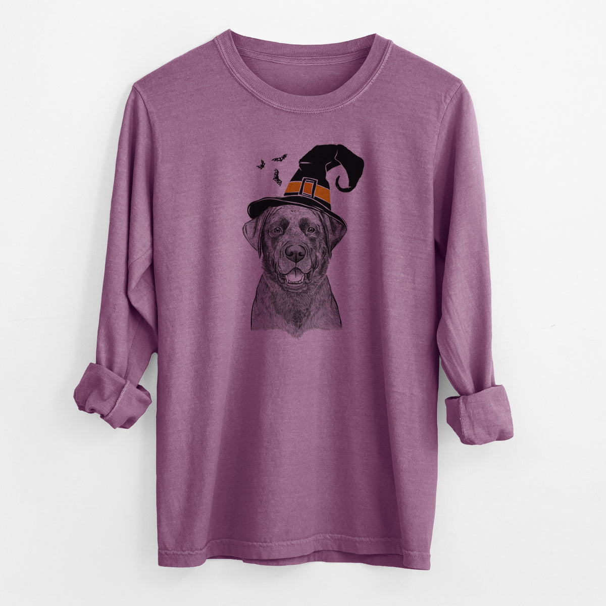 Witch Heath the Black Lab - Men's Heavyweight 100% Cotton Long Sleeve
