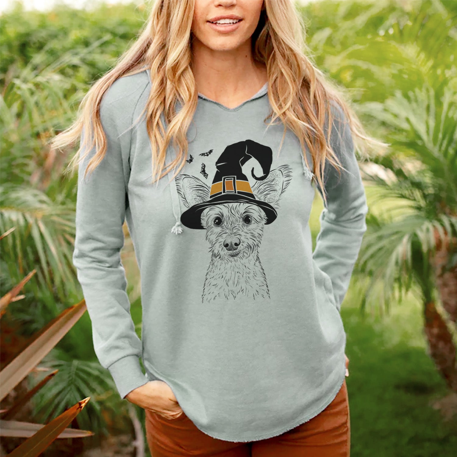 Witch Heidi the Schnauzer Mix - Cali Wave Hooded Sweatshirt