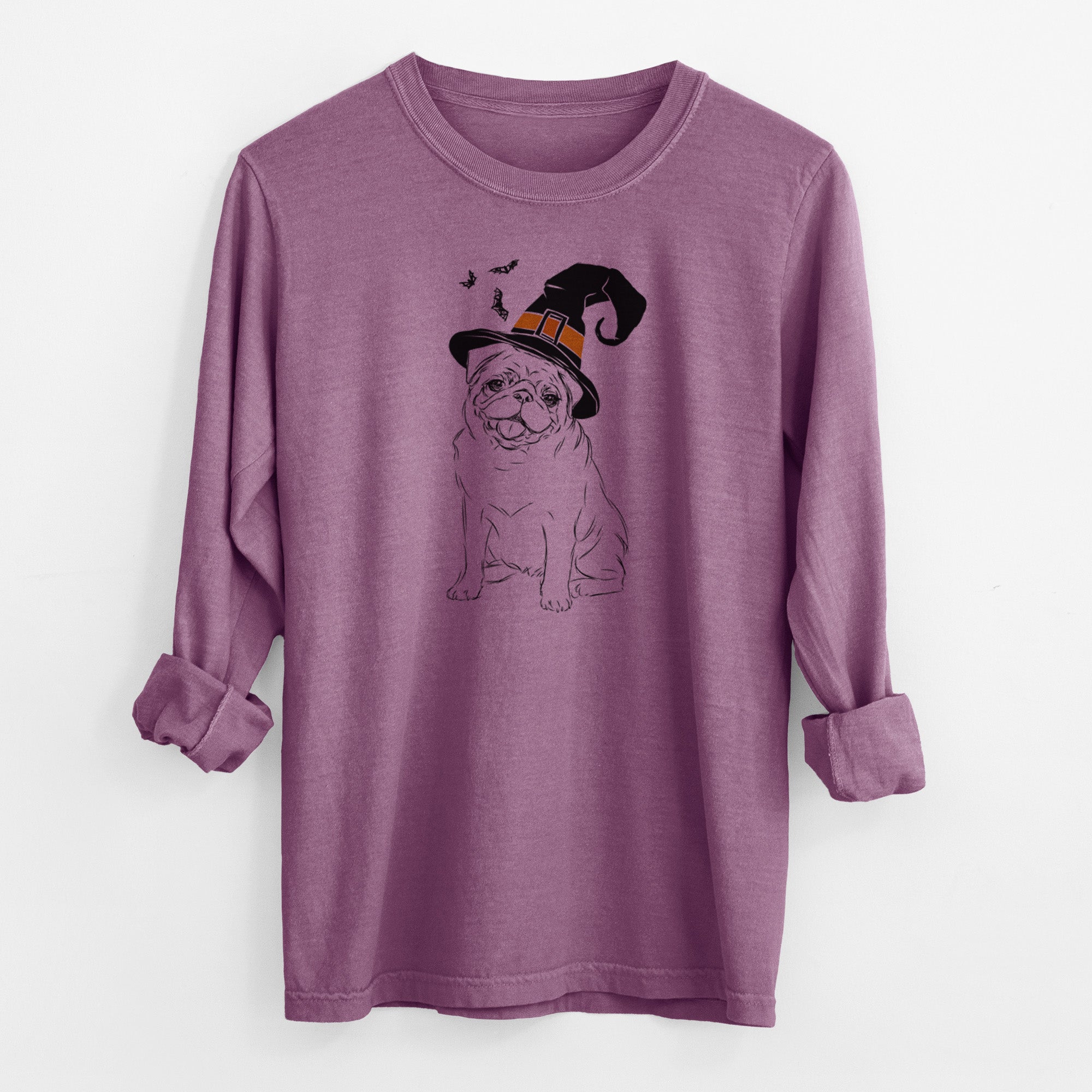 Witch Higgins the Pug - Men's Heavyweight 100% Cotton Long Sleeve