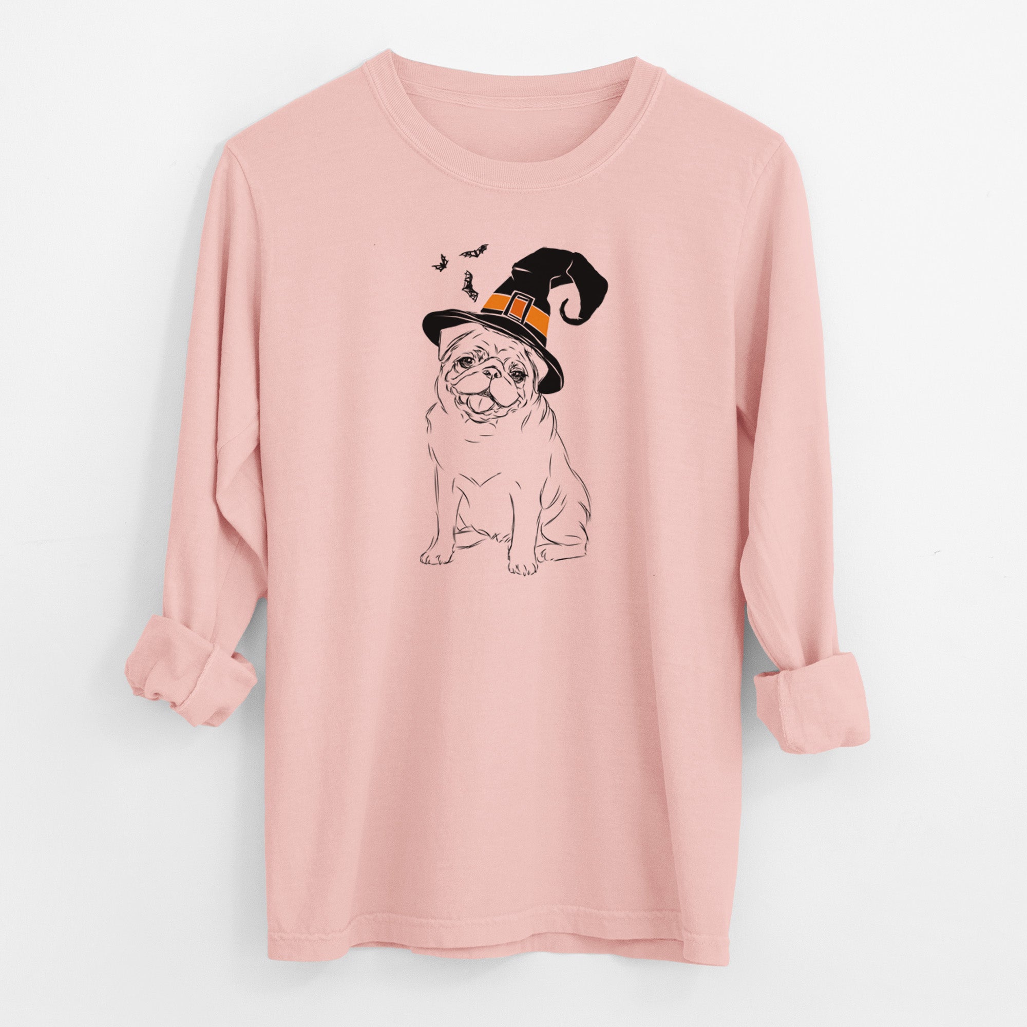 Witch Higgins the Pug - Men's Heavyweight 100% Cotton Long Sleeve