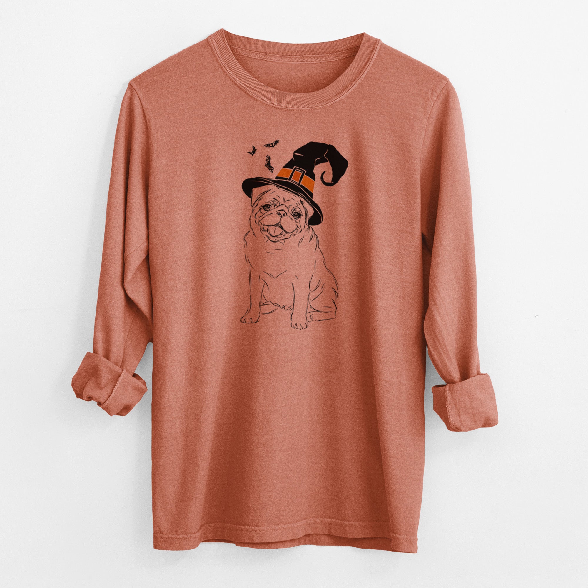 Witch Higgins the Pug - Men's Heavyweight 100% Cotton Long Sleeve