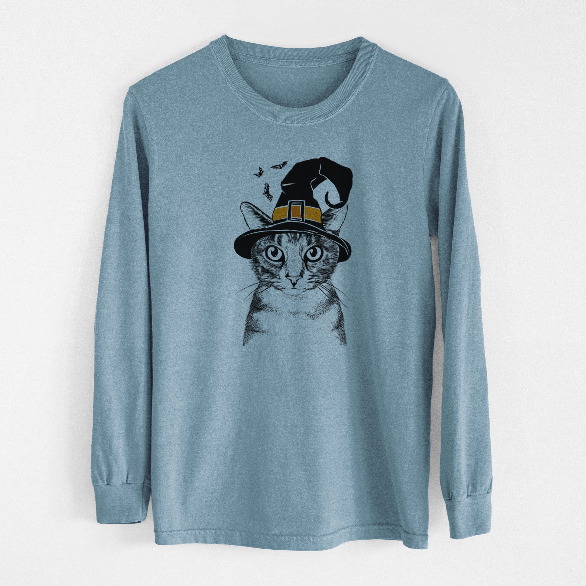 Witch Hobbes the Tabby Cat - Men's Heavyweight 100% Cotton Long Sleeve