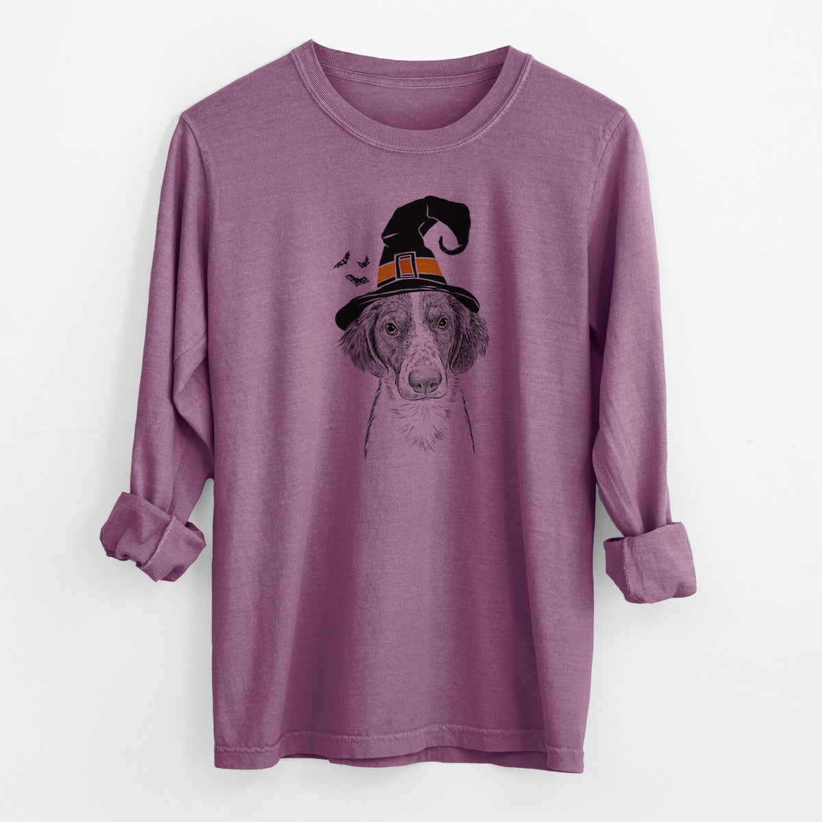 Witch Holly the Brittany Spaniel - Men's Heavyweight 100% Cotton Long Sleeve