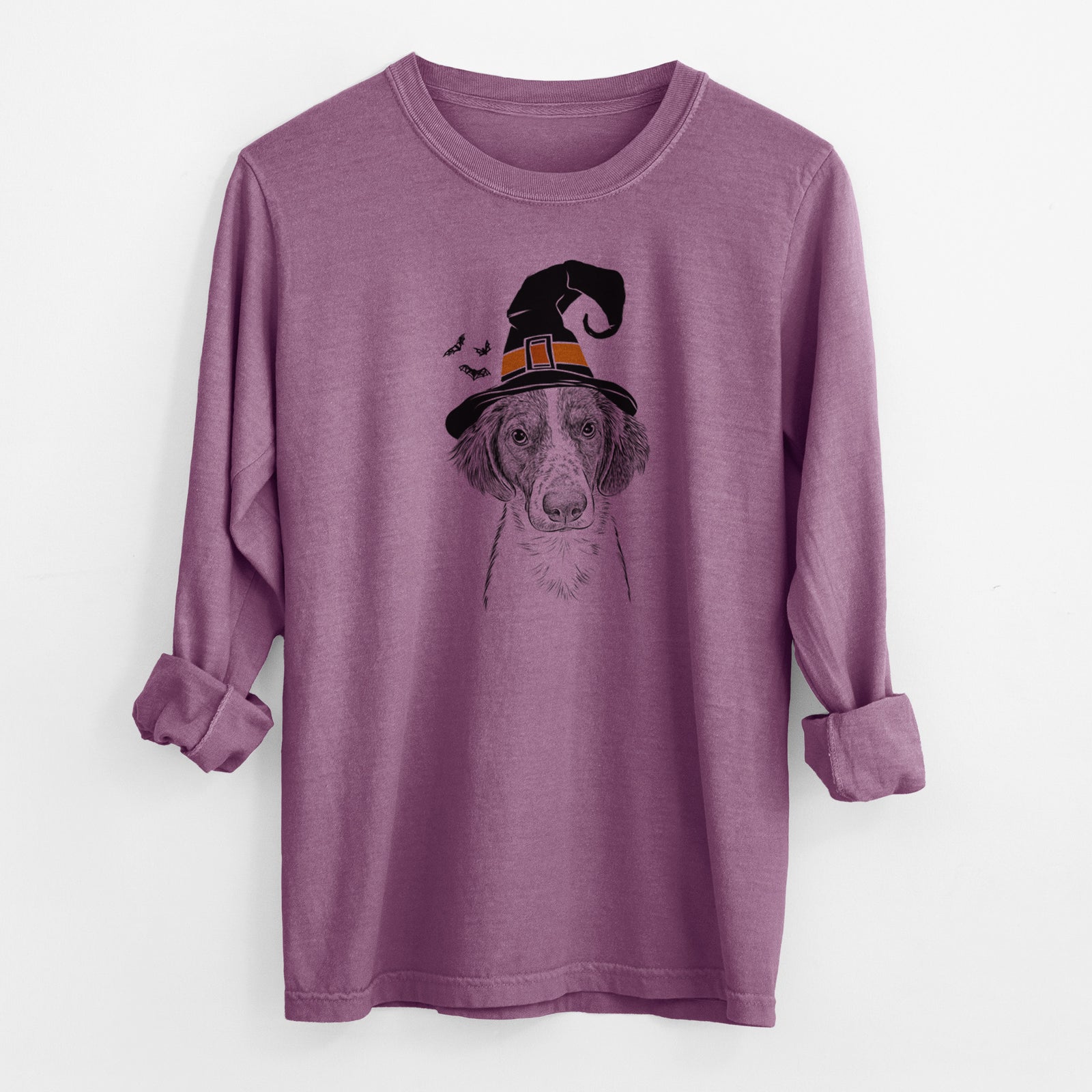 Witch Holly the Brittany Spaniel - Men's Heavyweight 100% Cotton Long Sleeve