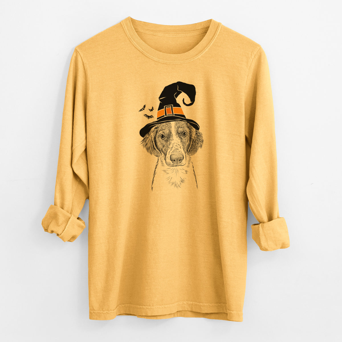Witch Holly the Brittany Spaniel - Men's Heavyweight 100% Cotton Long Sleeve