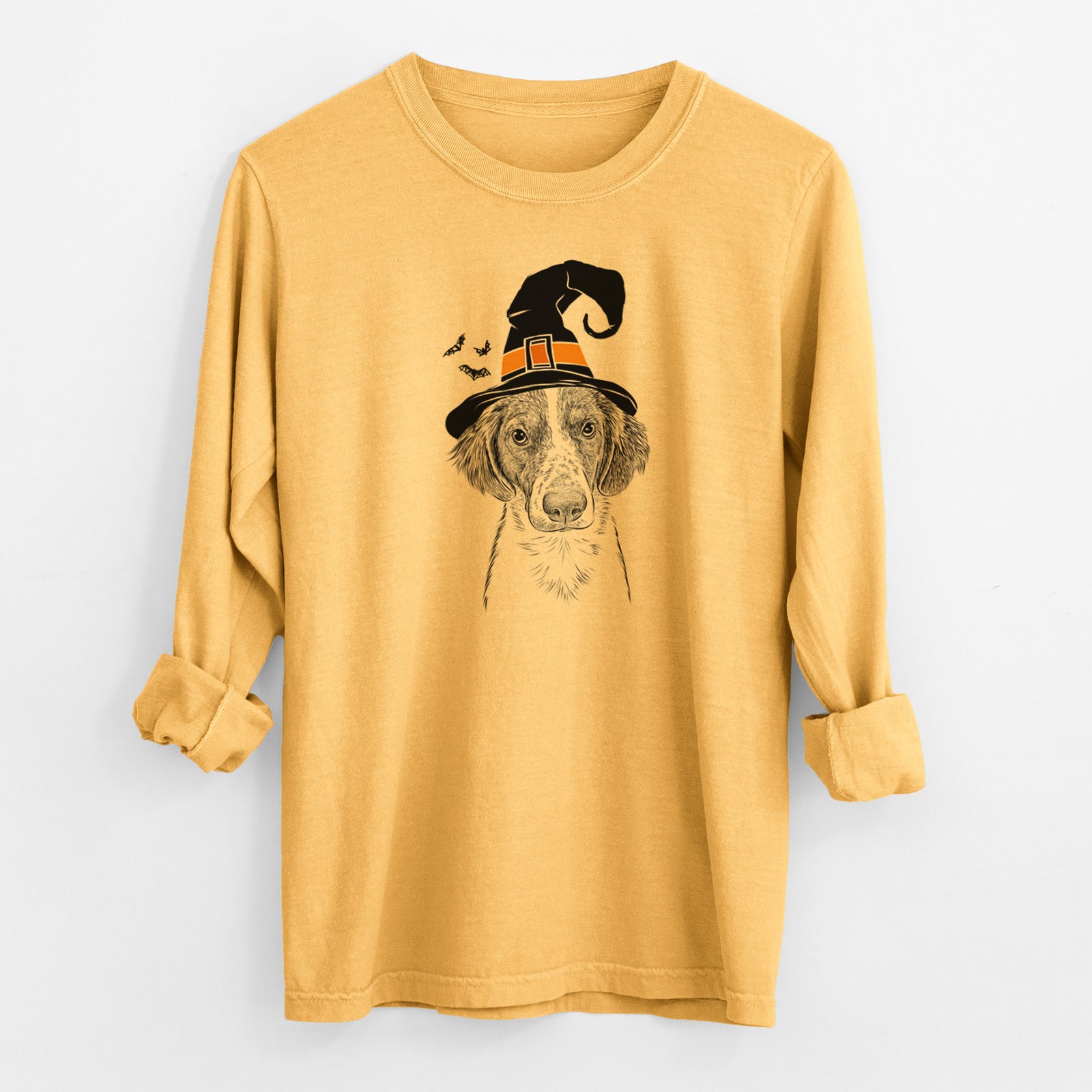 Witch Holly the Brittany Spaniel - Men's Heavyweight 100% Cotton Long Sleeve