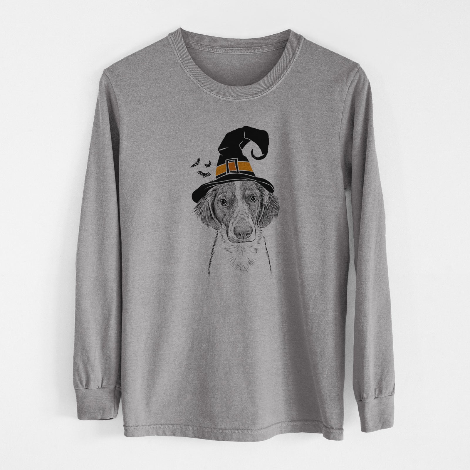 Witch Holly the Brittany Spaniel - Men's Heavyweight 100% Cotton Long Sleeve