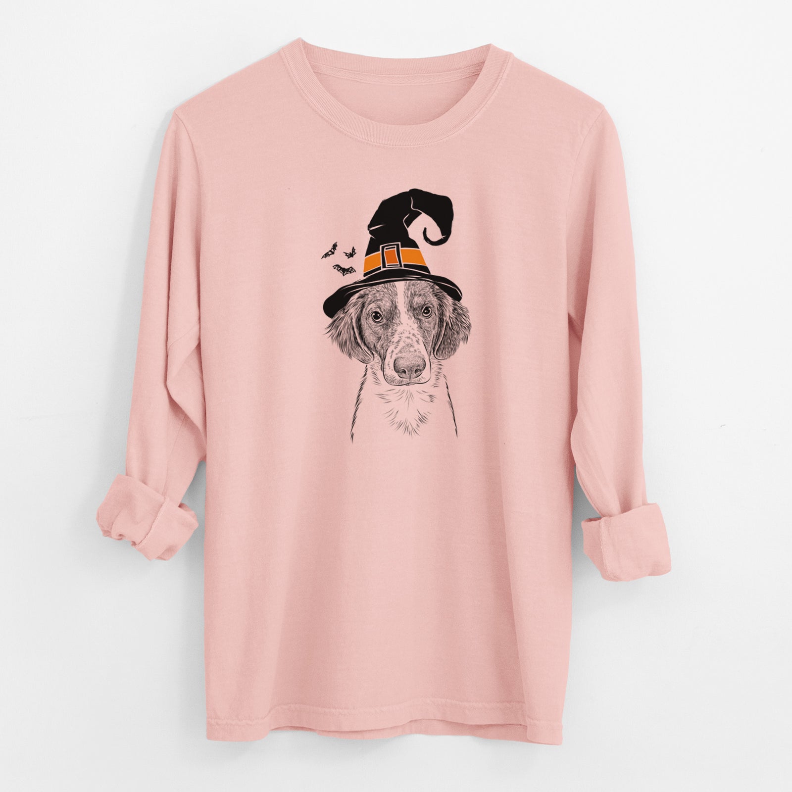 Witch Holly the Brittany Spaniel - Men's Heavyweight 100% Cotton Long Sleeve