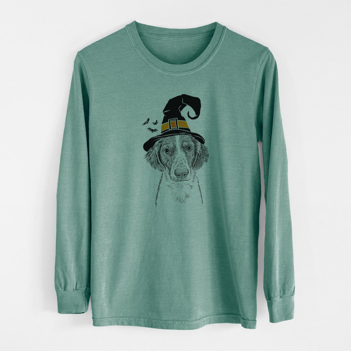 Witch Holly the Brittany Spaniel - Men's Heavyweight 100% Cotton Long Sleeve