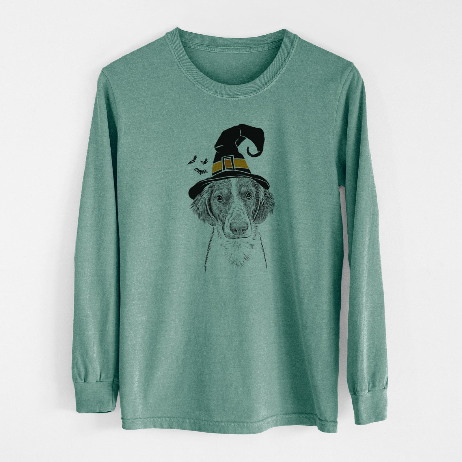 Witch Holly the Brittany Spaniel - Men's Heavyweight 100% Cotton Long Sleeve