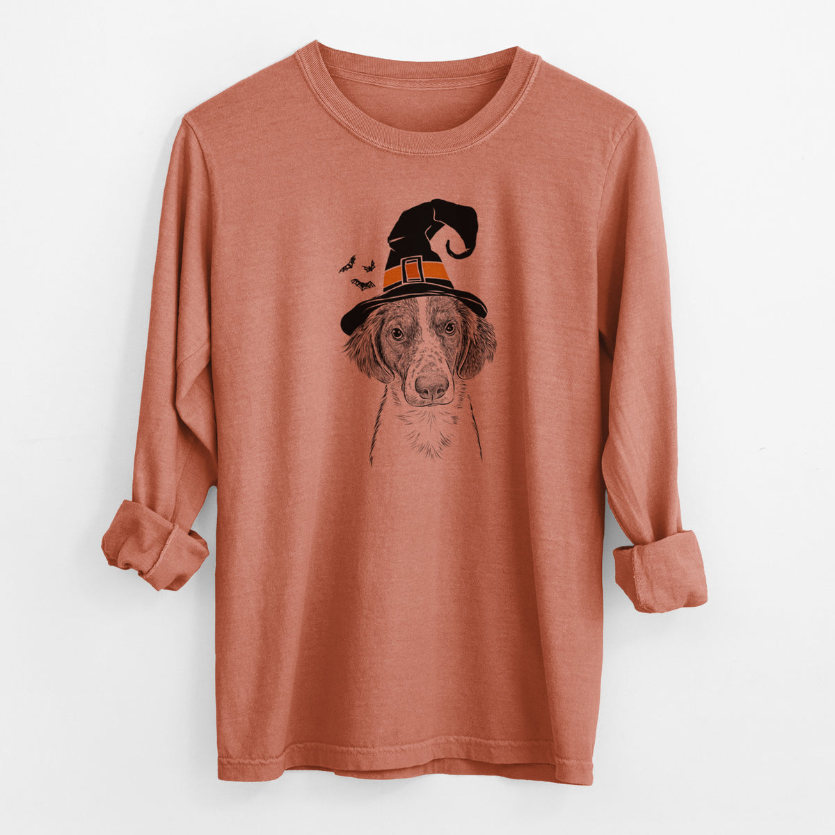 Witch Holly the Brittany Spaniel - Men's Heavyweight 100% Cotton Long Sleeve