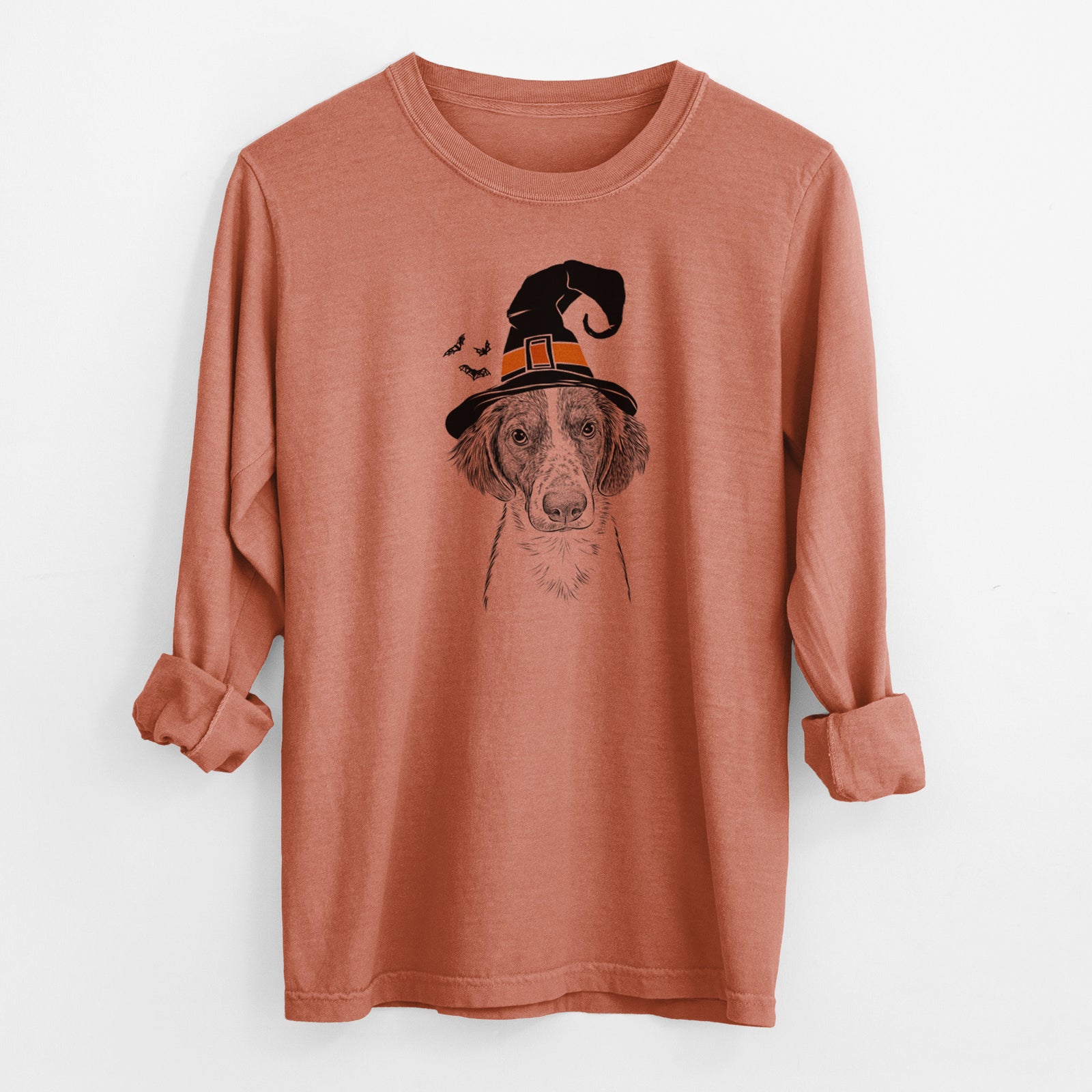 Witch Holly the Brittany Spaniel - Men's Heavyweight 100% Cotton Long Sleeve