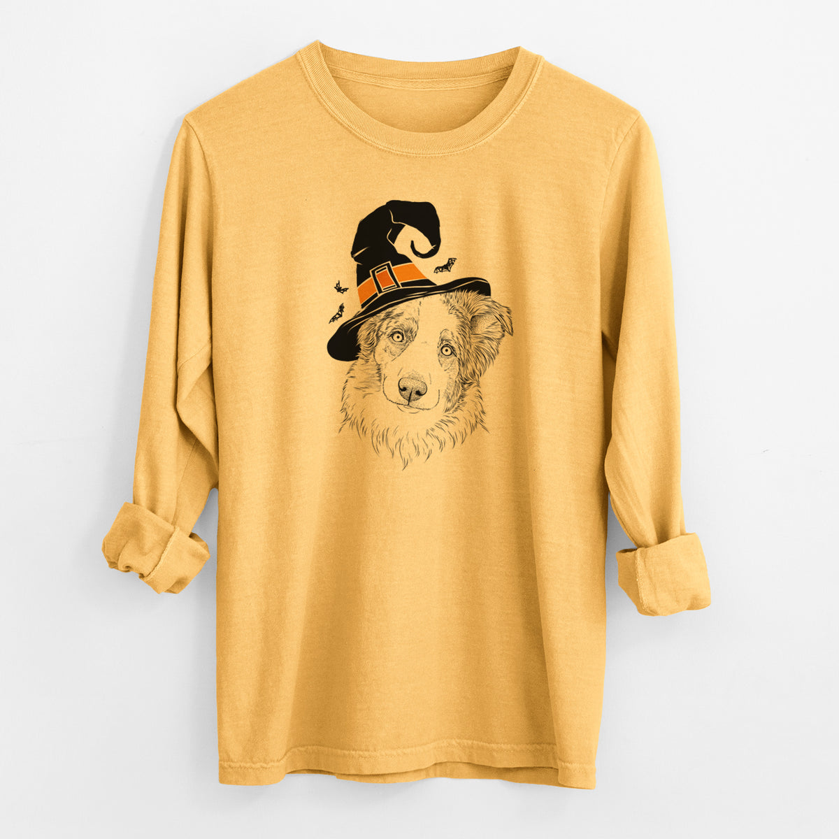Witch HoneyBee the Miniature Australian Shepherd - Men's Heavyweight 100% Cotton Long Sleeve