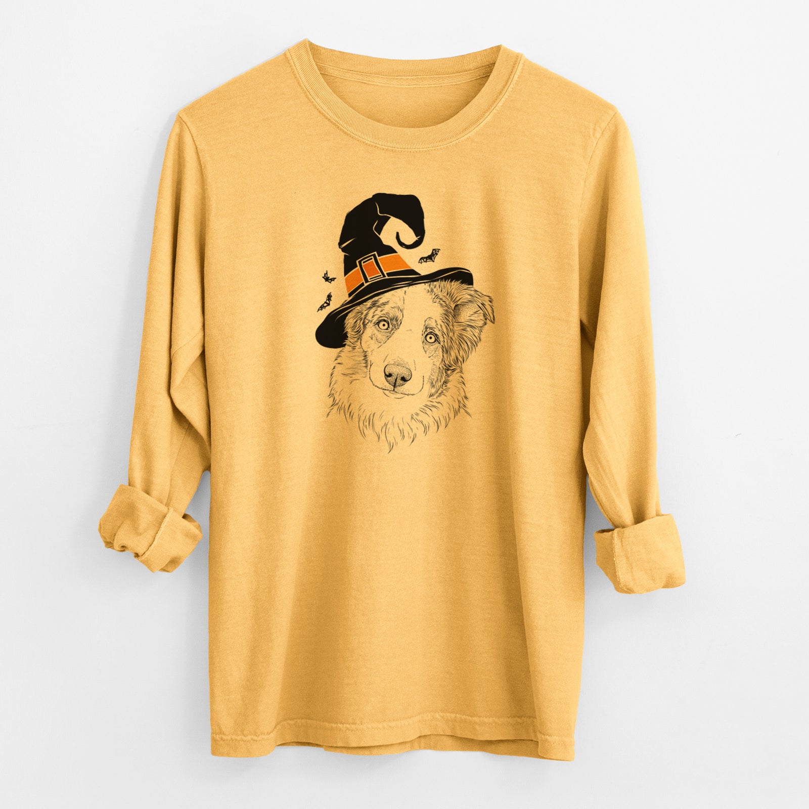 Witch HoneyBee the Miniature Australian Shepherd - Men's Heavyweight 100% Cotton Long Sleeve