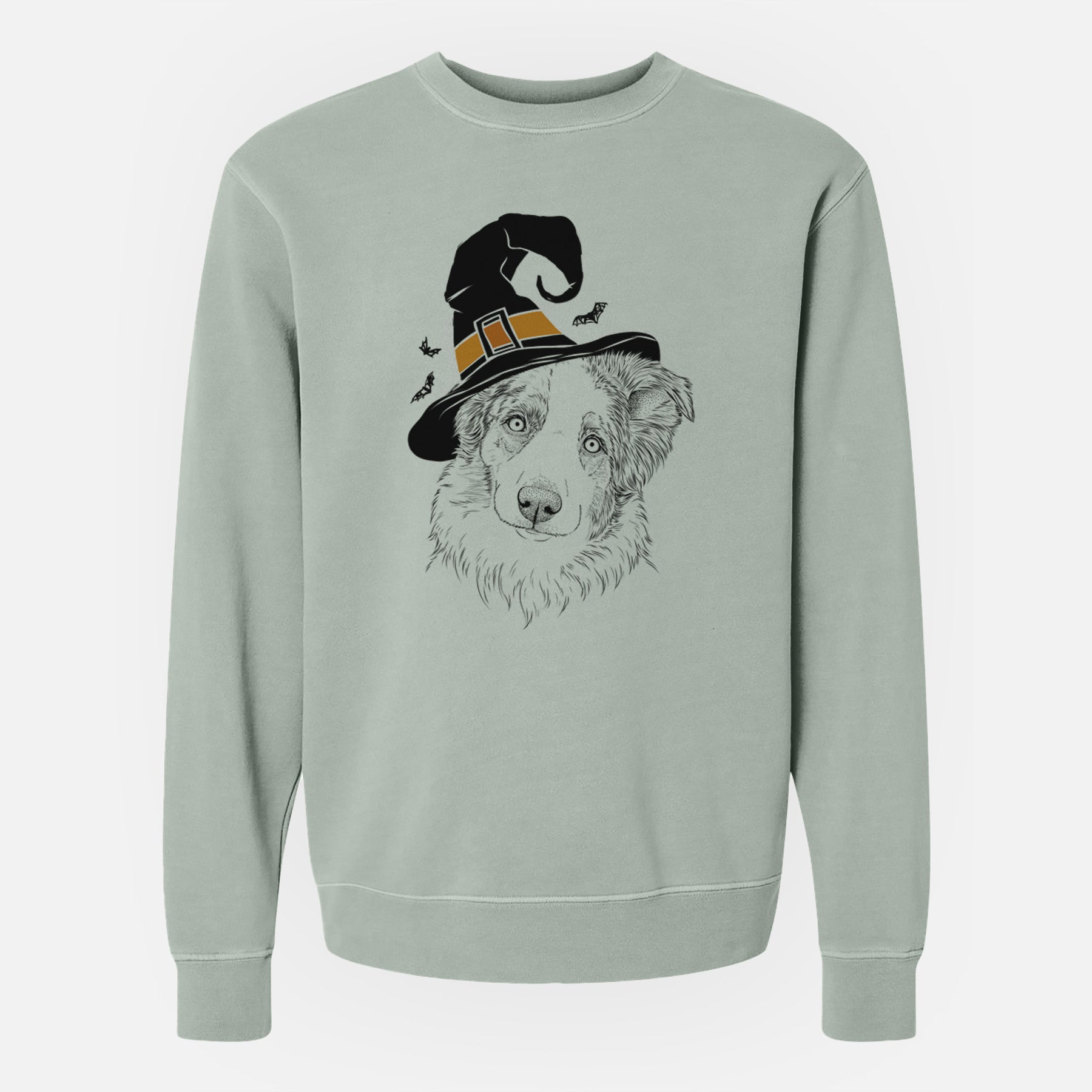 Witch HoneyBee the Miniature Australian Shepherd - Unisex Pigment Dyed Crew Sweatshirt