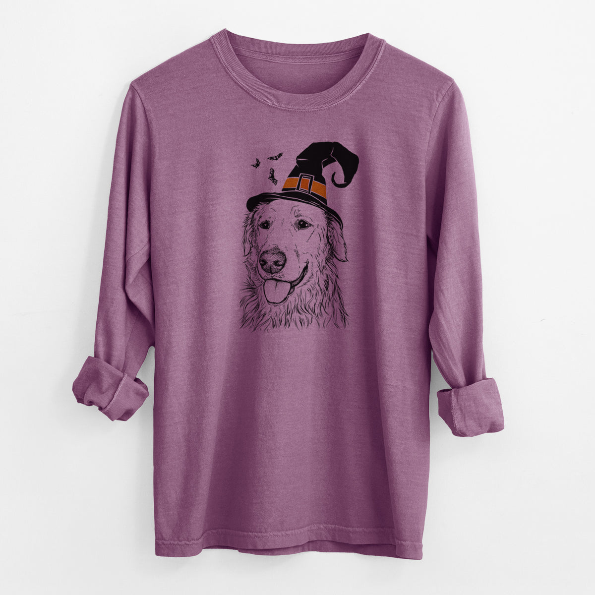 Witch Hopper the Golden Retriever - Men's Heavyweight 100% Cotton Long Sleeve