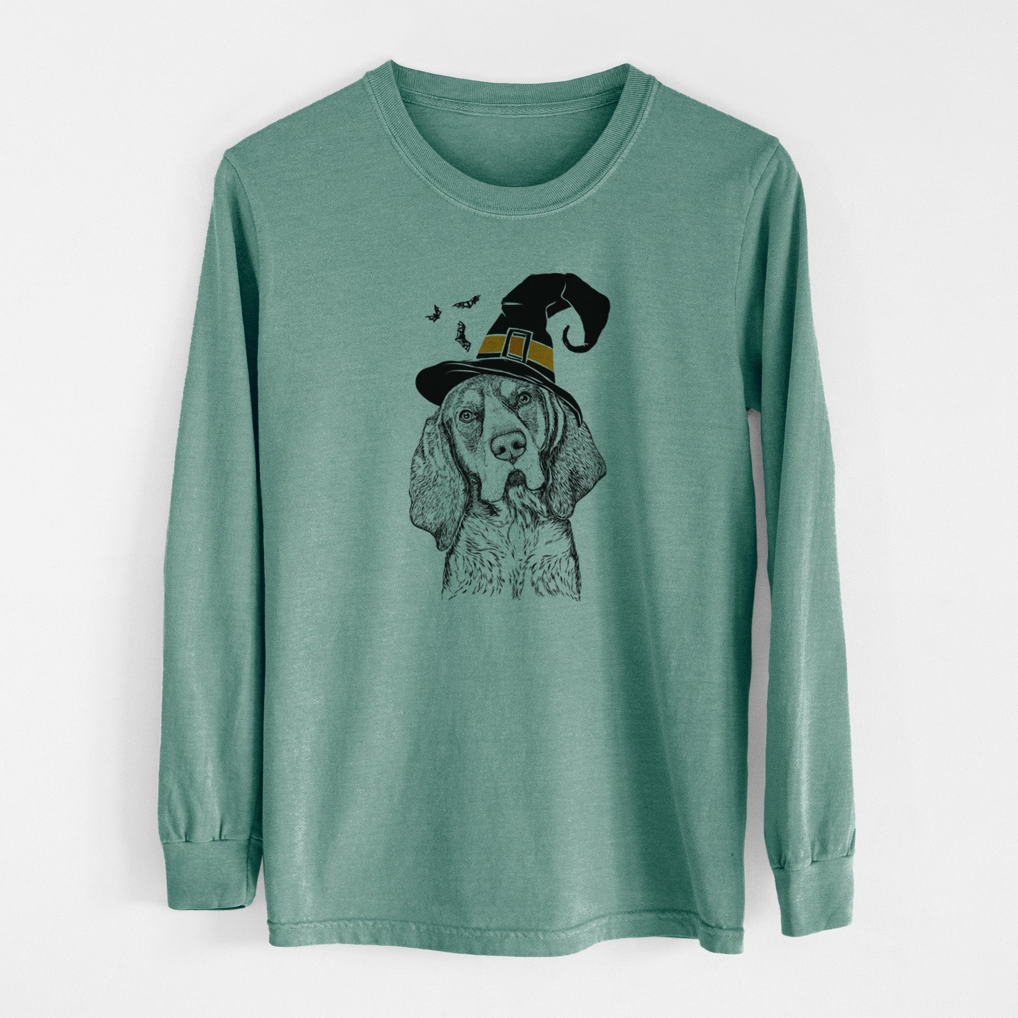 Witch Huck the Bluetick Coonhound - Men's Heavyweight 100% Cotton Long Sleeve