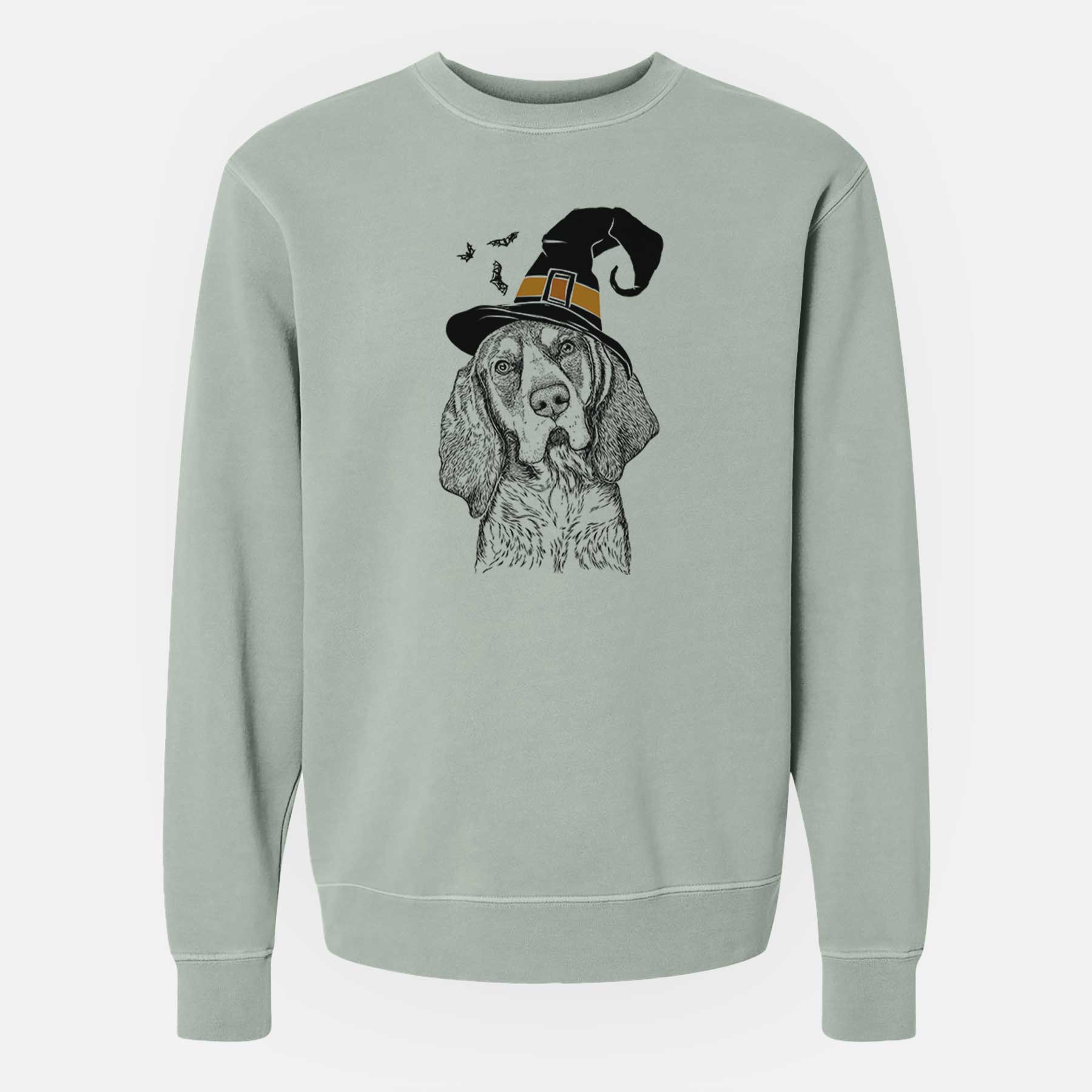 Witch Huck the Bluetick Coonhound - Unisex Pigment Dyed Crew Sweatshirt