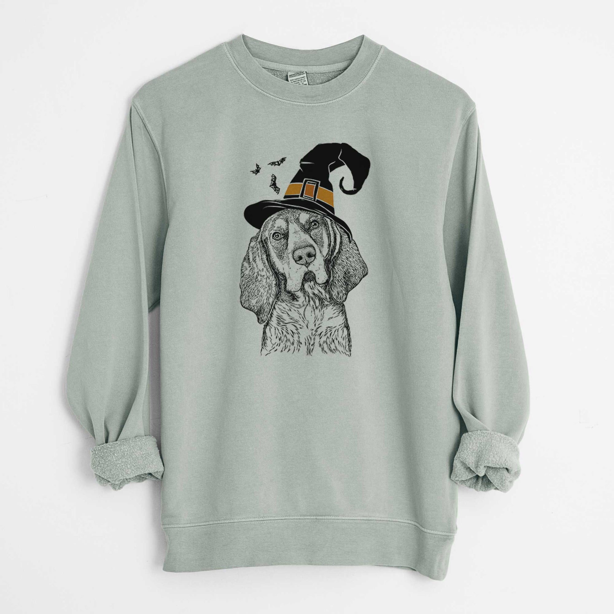 Witch Huck the Bluetick Coonhound - Unisex Pigment Dyed Crew Sweatshirt