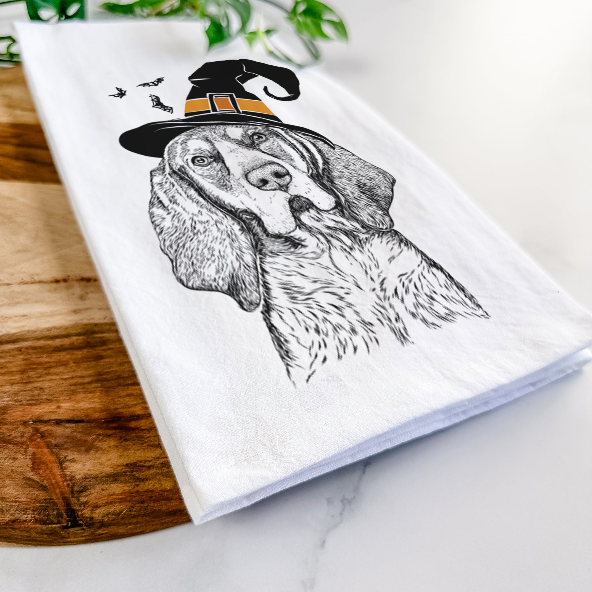 Huck the Bluetick Coonhound Tea Towel