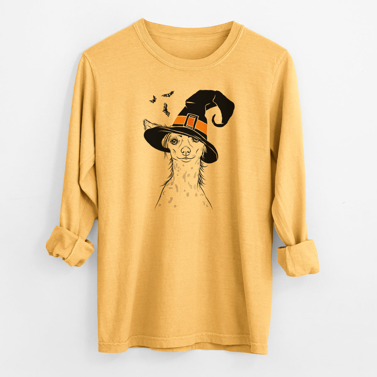 Witch Hudson the Chinese Crested - Men's Heavyweight 100% Cotton Long Sleeve