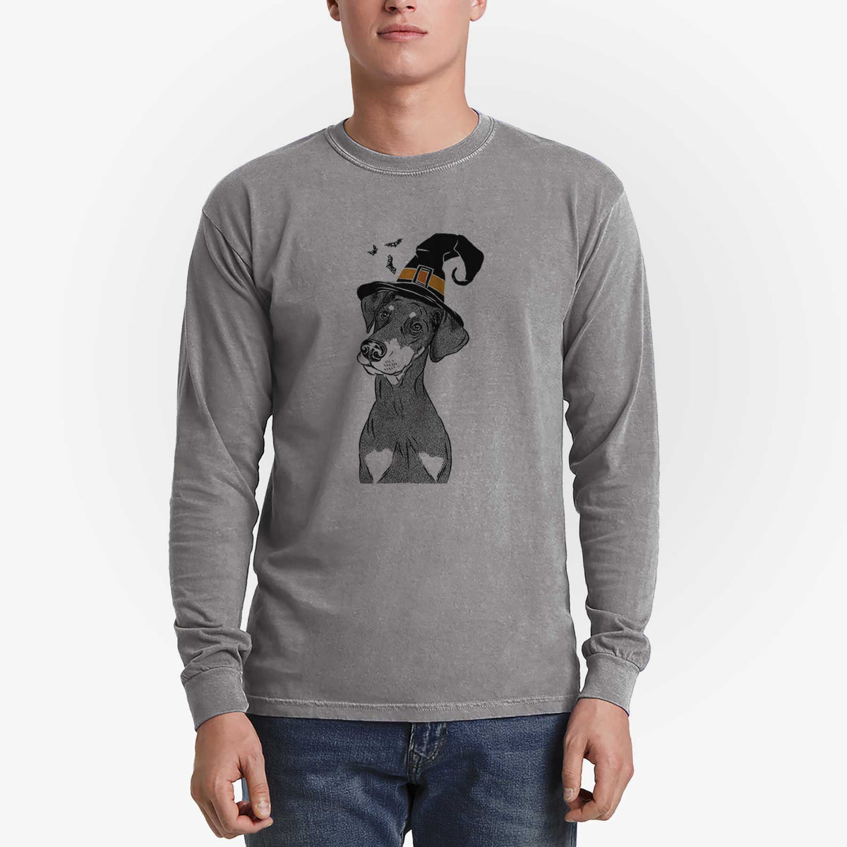 Witch Iroh the Doberman Pinscher - Men's Heavyweight 100% Cotton Long Sleeve