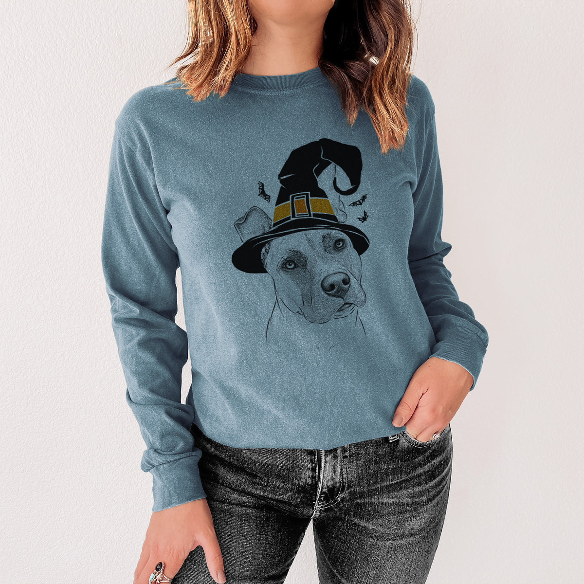 Witch Ivy the Pitbull Mix - Men's Heavyweight 100% Cotton Long Sleeve