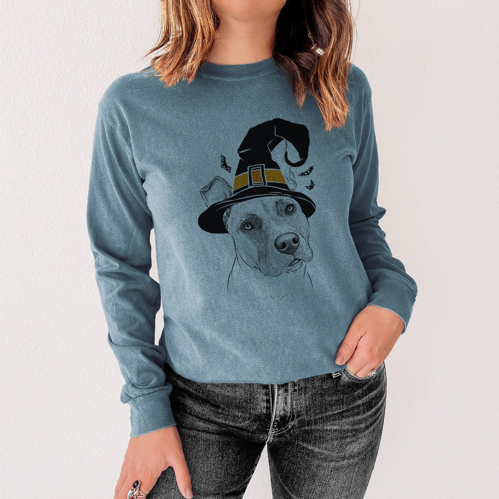 Witch Ivy the Pitbull Mix - Men's Heavyweight 100% Cotton Long Sleeve